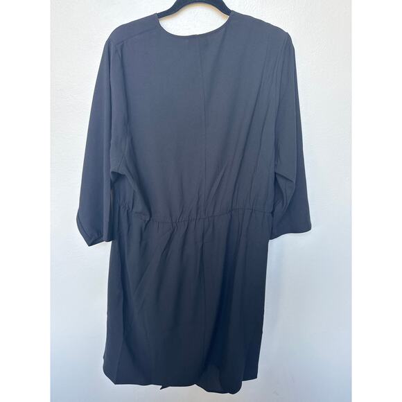 City Chic Refinity Knot 3/4 Sleeve V-Neck Knee Length Little Black Dress 18 NWT - Picture 3 of 11